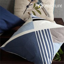마르셀린 니들워크 모노 쿠션 45X45 솜포함, 블루/.