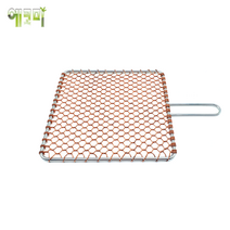 구리석쇠 동석쇠 고기불판 숯불 바베큐그릴 사각 320mm 1kg, 가로 손잡이