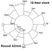감광성잉크 감광액 원형 씰 스탬프 크로노덱스 시간 일기 스크랩북, 3.12hour 42mm
