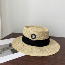 모자 챙이 넓은 플랫 탑 모자 남녀공용 여름 해변 휴가 모자, One Size