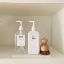 뉴앤룩 슬림 디스펜서 주방세제 리필용기 핸드워시 공병 300ml, 투명 라운드 슬림 (일반 화이트 펌프), 1개