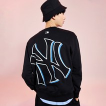 MLB 베이직 메가로고 오버핏 맨투맨 NY Black 191627