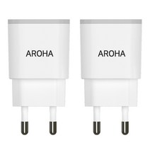 국산 아로하 2.1A 2usb 휴대폰 멀티 충전기 갤럭시 아이폰 호환 충전기 케이블 별도, 화이트2개