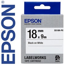 *정품* [ EPSON ] 라벨테이프, SS18K-PX [18mm 백색/검정글씨]