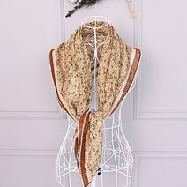 서후네 꽃무늬 패턴 레이스 라인 포인트 스카프 간절기 얇은 머플러