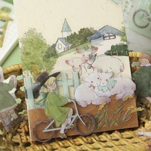 감성 소녀 그림 일러스트 인물 소품 다꾸 스티커 4종, 1.소녀와꽃 (ST-2869)