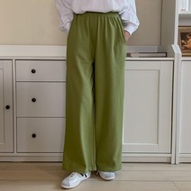 로로텐 롱 와이드 밴딩 팬츠 여성 빅사이즈