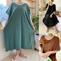 공이샵 여성 빅사이즈 반팔 오버핏 맥시 롱 원피스 임산부 77 88 홈웨어