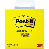 3M 포스트잇 큐브 노트 CT-33 파스텔 5색 / 점착식 / 매직 버블 점착 / 76mm x 76mm / 말림 현상 최소화 / 여러번 부착 가능 / 메모지 / 접착 메모지