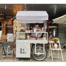 수레형 이동식 카페 꽃 노점매대 포장마차 길거리장사, 흰색 140x70x200cm