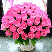 지나로즈 생일 기념일 프로포즈 생일 기념일 어버이날 프로포즈 여친 선물 소중한사랑 장미 비누꽃 100송이 꽃바구니, 핑크
