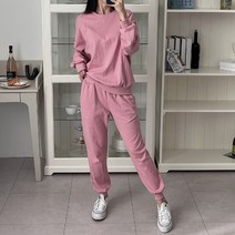 퍼니걸스 6119 무지 라운드 맨투맨 조거 트레이닝 세트 여성의류