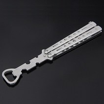 다기능 휴대 버터플라이 나이프 초보자 트레이너 변형 가능한 무딘 Balisong 포켓 접이식 나비 병따개 게임, 01 silver