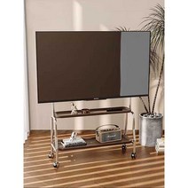 aroom 나무궁 tv호환 스탠드 이동식 받침대 거치대, 슬롯TV대 90x36x120 호두색상