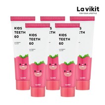 라비킷 키즈티스60 어린이용 저불소 치약 라즈베리향 60g 5개