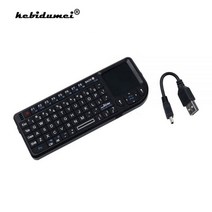 무접점 서든 키감좋은 개발자 게이밍 조약돌 Kebidumei 고품질 2.4G RF 미니 무선 키보드 3 in 1 미니 핸드 헬드 쿼티 + 터치 패드 마우스 PC 노트북 스마트 TV, Russian, Seven Backlighting