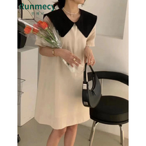 런메시Runmecy 여름 빅카라 하객원피스 리본 원피스