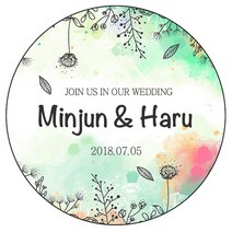 디자인요나 (3+1 당일출고)웨딩 결혼 청첩장 답례 감사 48mm_20개 주문제작 광택아트지 스티커, 20개입, 웨딩문구_21