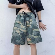 카모 밀리터리 그린 카고 반바지 남성 스트리트 패션 브랜드 건빵바지 D673