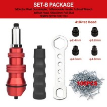 팝너트건 리벳건 전동 수동 전기 리벳 건 2.4mm-4.8mm 리벳 너트 건 드릴 어댑터 무선 리벳 팅 도구 인서트 너트 풀 리벳 도구 퀵 풀 스터드, 빨간색 100