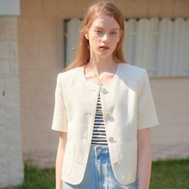 MARIE TWEED HALF SLEEVES JACKET_IVORY