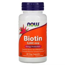 NOW FOODS 나우푸드 비오틴 5000 mcg 60정 베지캡슐 비건제품, 1개, 120정