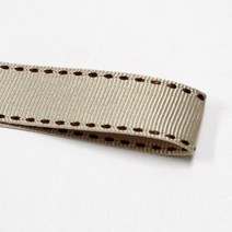 선물포장리본 꽃포장리본 골지 스티치 리본 (폭 5mm 길이90m)(폭 10mm/15mm 길이 45m), 26(샴페인골드+브라운스티치), 15mm