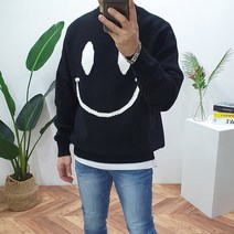 바이코드 남자 라운드 스마일 캐시 니트