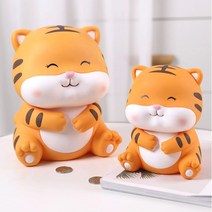 호랑이 저금통 귀여운 동전 지폐 보관함 인테리어 소품, 눈 뜬 호랑이, 대형