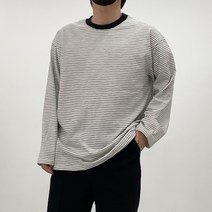 단가라 스트라이프 긴팔티 오버핏 커플티
