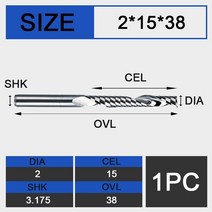 UCHEER-목재 가공용 3175mm 싱글 플루트 엔드 밀링 1 개 CNC 커터 MDF 합판용 카바이드 공구, 11 3175D2d15l38L