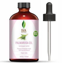 SVA 팔마로사 에센셜 오일 - 118 ml 4 액량 온스) 100 순수 천연 및 프리미엄 테라피 등급 부드러운 피부 영양 모발 아로마 마사지용, 무향_4 Fl Oz(1팩)