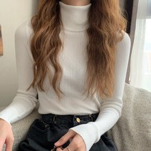 제이에프앤씨 여성용 보들보들 따스한 골지 스판 긴목폴라 니트 목티 티셔츠 wpl001