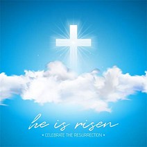 AOFOTO 7x7ft He is Risen Jesus Resurrection Cross Backdrop Christianism Church Decoration Happy East, 1, LBK14442