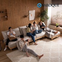 [바로크가구] 마루 구스 패브릭 원목 6인 카우치 소파세트_착불배송, 색상:네추럴
