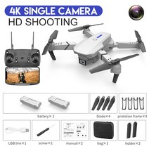 미니 레이저 포인터 발표 2023 오렌지 E525 E88 프로 드론 4K 전문 HD 1080P 카메라 높이 고정 RC 접이식 쿼드콥터 남아용 선물 장난감 신제품, 18.4K White Bag 2B