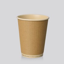 [소분] 생분해 대나무 PLA 3중 단열 종이컵 크라프트 엠보싱 50개, 16oz 50개