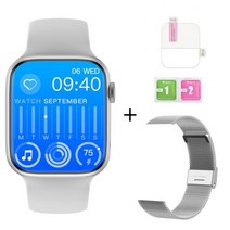 스마트워치 삼성 가민 샤오미 원래 IWO W58 Smartwatch 시리즈 8 2.13 인치 화면 NFC 스마트 워치 블루투스, 04 white add metal_02 Shiny