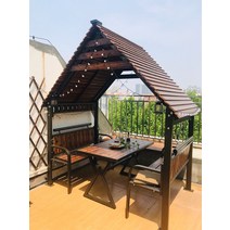 테라스 파고라 야외정자 안뜰 빌라 파밀리온, 4인  테이블 + 바닥