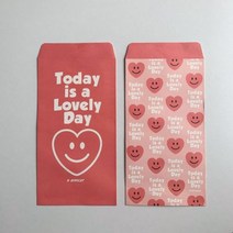 귀여운 데이지 웃는 얼굴 봉투 Ins 빈티지 만화 곰 사랑 밝은 색상 초대장 선물 빨간 종이 2 피스, red A set of two