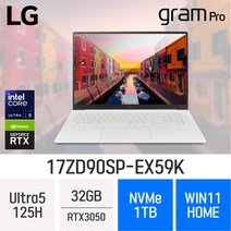 LG전자 그램 프로17 17ZD90SP-EX59K, WIN11 Home, 32GB, 1TB, White