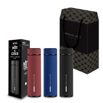 스텐텀블러 1+1 티 텀블러 진공 냉온텀블러 500ml 스위스윙거 추석선물세트, 블랙+와인