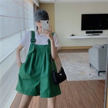 지아의 코디 여성 루즈핏 멜빵 반바지 zi-098