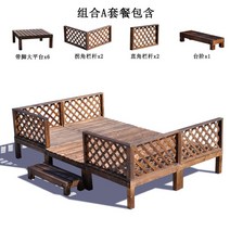 야외 원목 평상 인테리어 정자 조립식 의자 원두막 마당 계곡 쉼터, 04 콤비네이션 A 탄화색 (그리, 큰