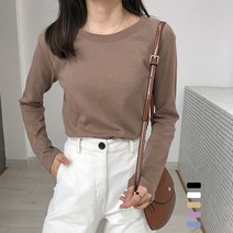 라운드넥 기본핏 긴팔 면티, 연보라