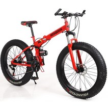 전기 팻바이크 자전거 26인치 20인치 16인치 접이식, 27속도, 붉은 눈밭 선물