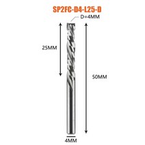 씨앤씨 CNC 나무 우드 밀링 커터 목공 업 앰프 다운 컷 2 플루트 나선형 카바이드 밀링 도구 cnc 라우터 압축 목재 엔드 밀 커터 비트, sp2fc-d4.0-l25