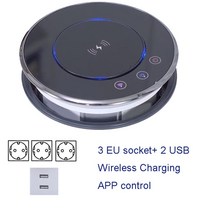 콘센트 4 개 USB 케이블 멀티소켓어댑터 확장 충전기 더블 포트콘센트 고품질 전기 리프팅 소켓 숨겨진 탁상 전동 팝업 개폐식 무선 충전 TUYA EU US BR 표준, 3.EU Standard 1  블랙 올 블랙