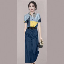 위위브렌 여성용 정장 수트 셔츠 팬츠 투피스