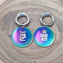[고리형] 무지개빛 레인보우 써지컬펜던트 클래식 강아지 인식표 하네스 인식표, A